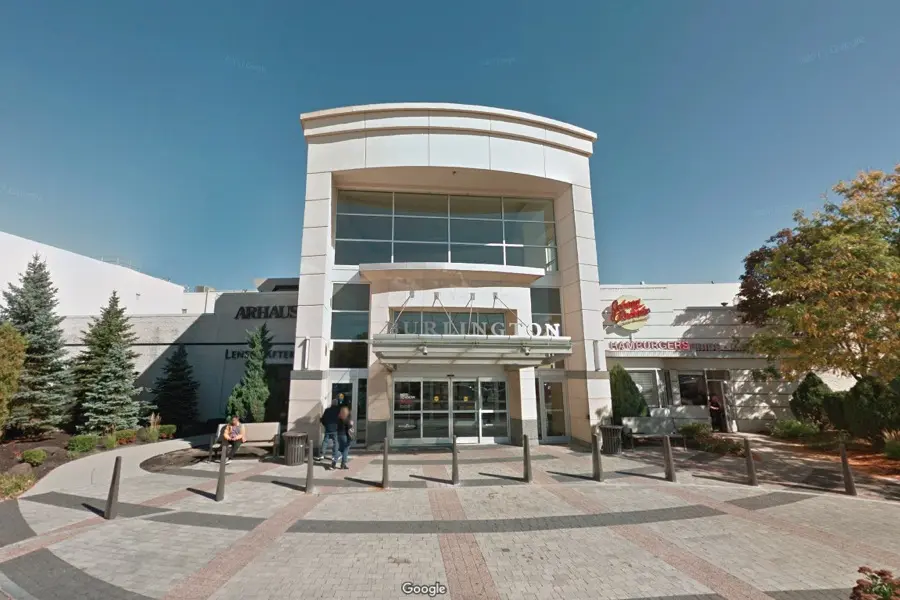 Burlington Mall - A bustling shopping center with stores, restaurants, and people enjoying their day.