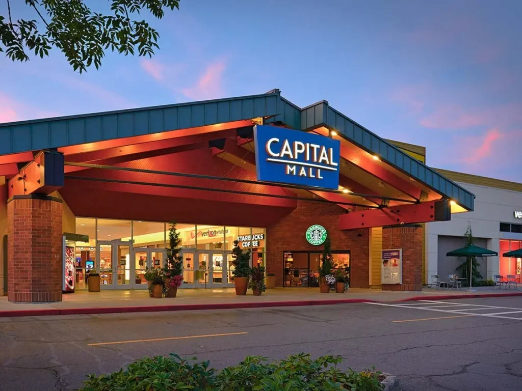 Exterior view of Capital City Mall, a bustling shopping center in the heart of the capital, offering a wide range of stores and amenities.