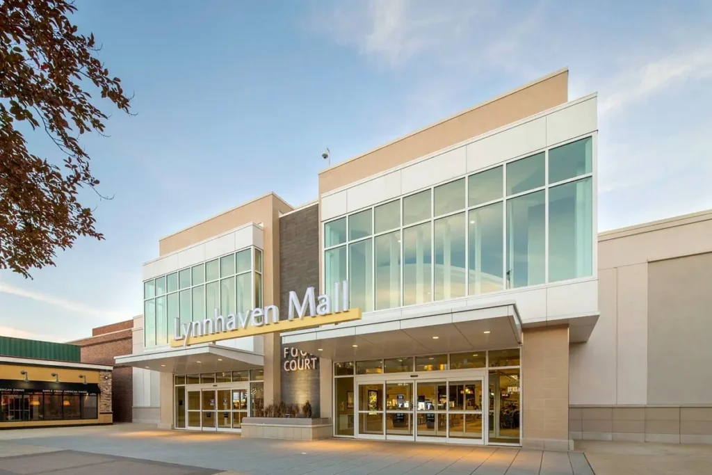 Exterior of Lynnhaven Mall, a large shopping center.