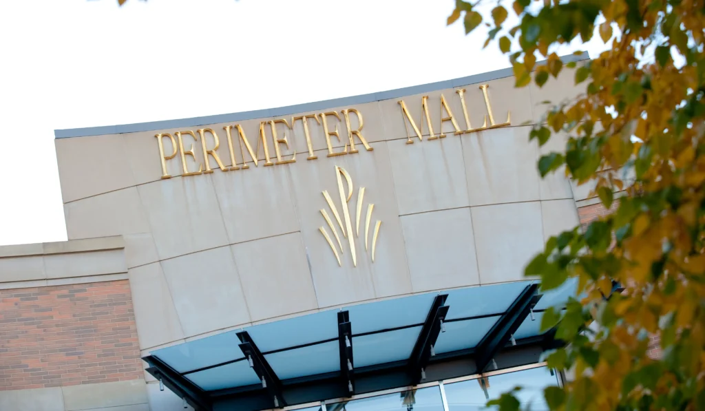 Perimeter Mall building with a glass walkway