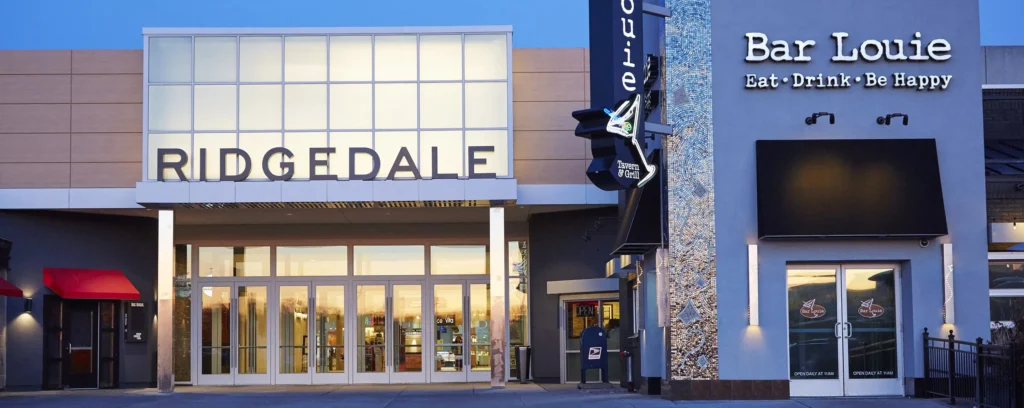 Entrance to Bar Louie restaurant at Ridgedale Center: a modern, inviting doorway with the restaurant's name displayed prominently.