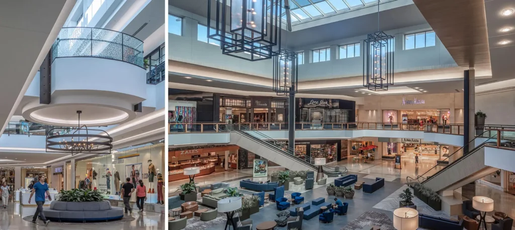 The Shops at Willow Bend entrance with glass facade and elegant signage.