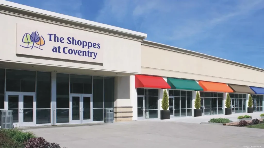 Exterior of the shoppes at Cooley in Coventry Mall.