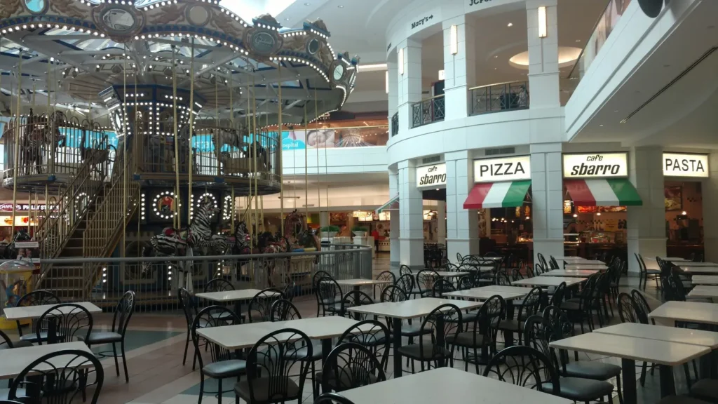 Colorful carousel at Glenbrook Square Mall, offering fun and entertainment.