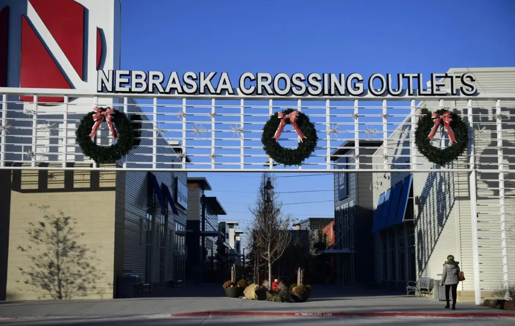 Aerial view of Nebraska Crossing Outlets in Nebraska Crossing.