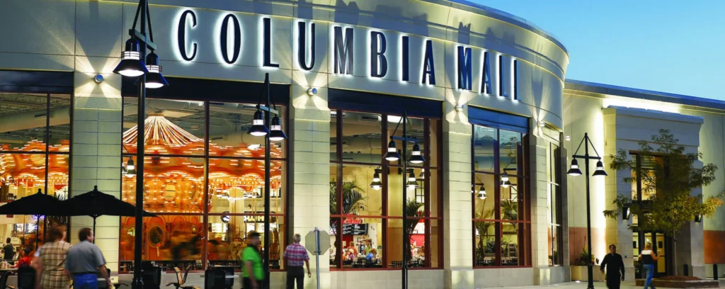 Exterior view of Columbia Mall in Columbia.