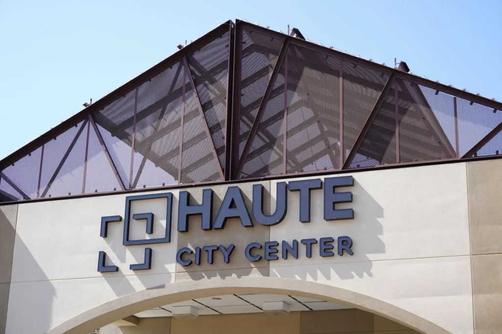 View of contemporary high-rise buildings in Haute City Center.