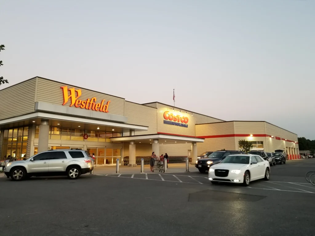 Cars parked in front of a store at Westfield Wheaton Mall.