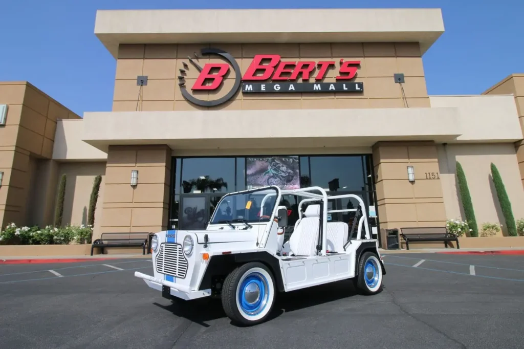 A white jeep parked in front of