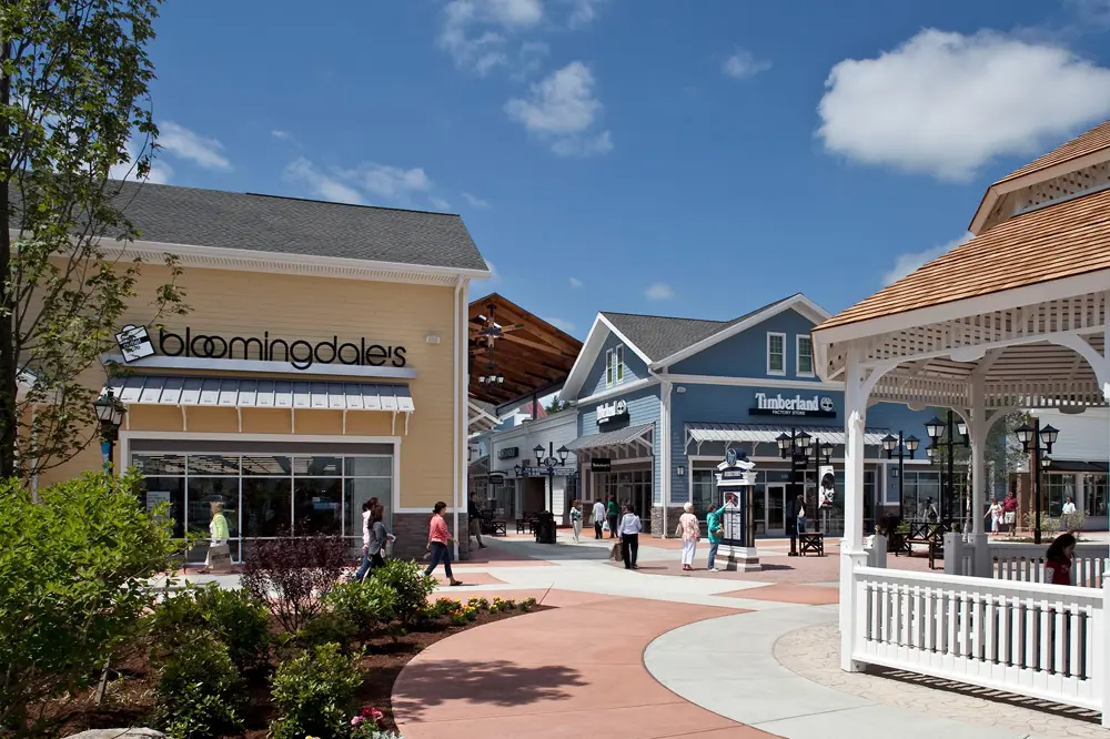 Scenic gazebo outside Merrimack Premium Outlets Mall.