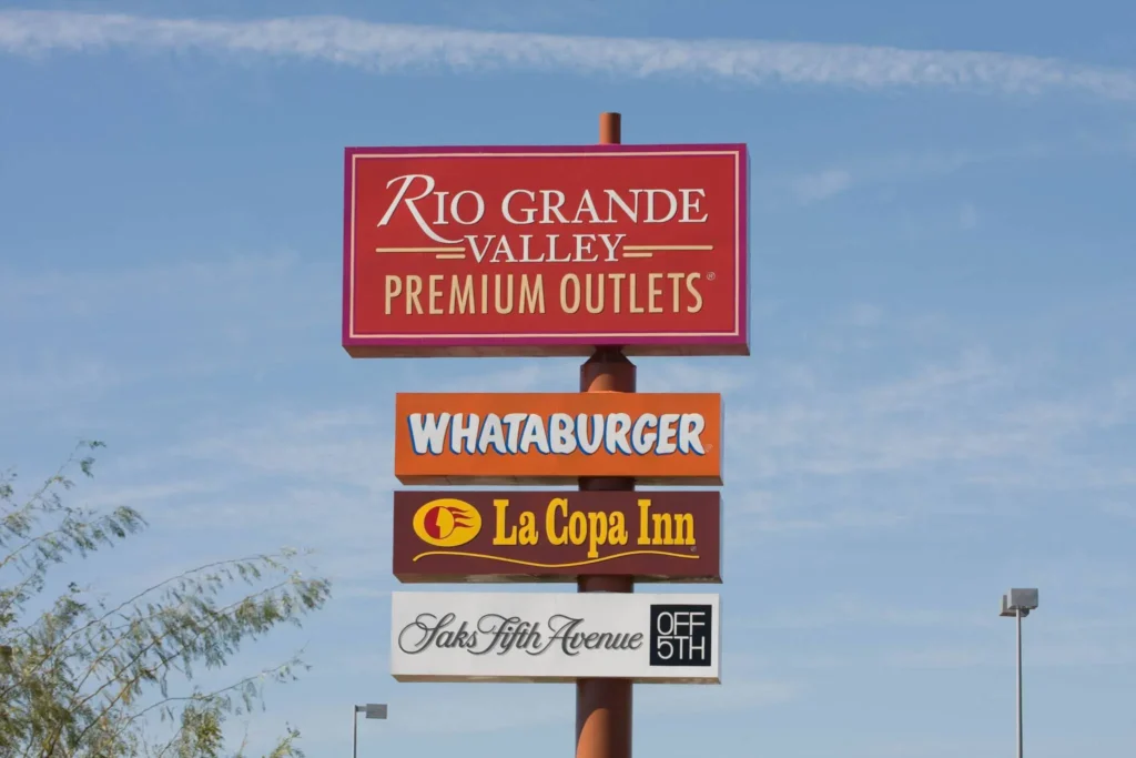 All-in-one sign at Rio Grande Valley Premium Outlets Mall