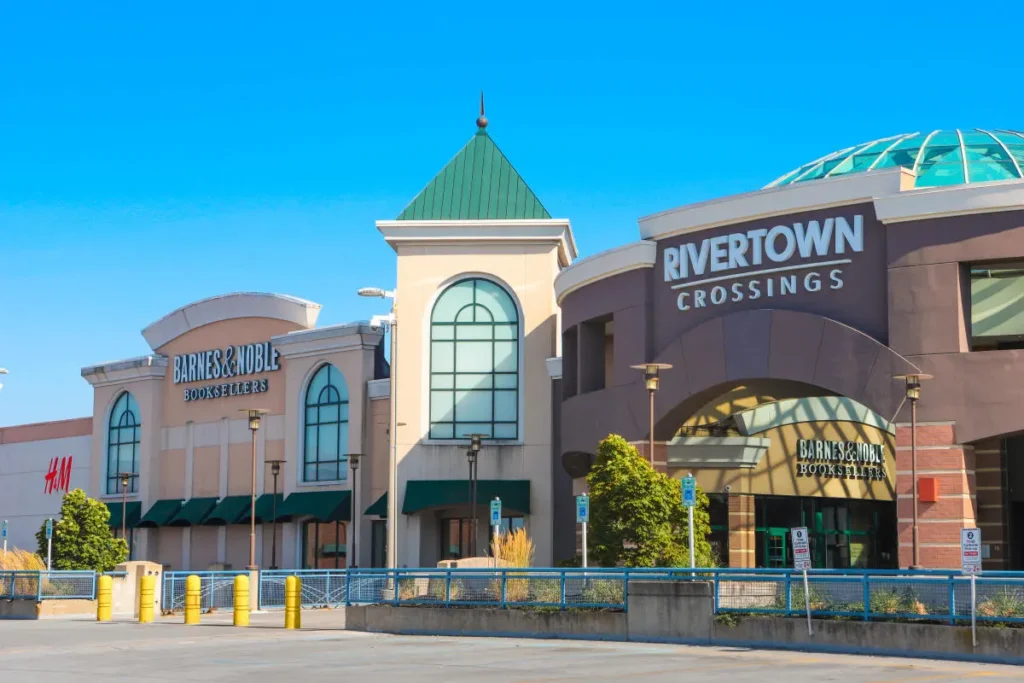 Clear blue sky over Rivertown Mall.