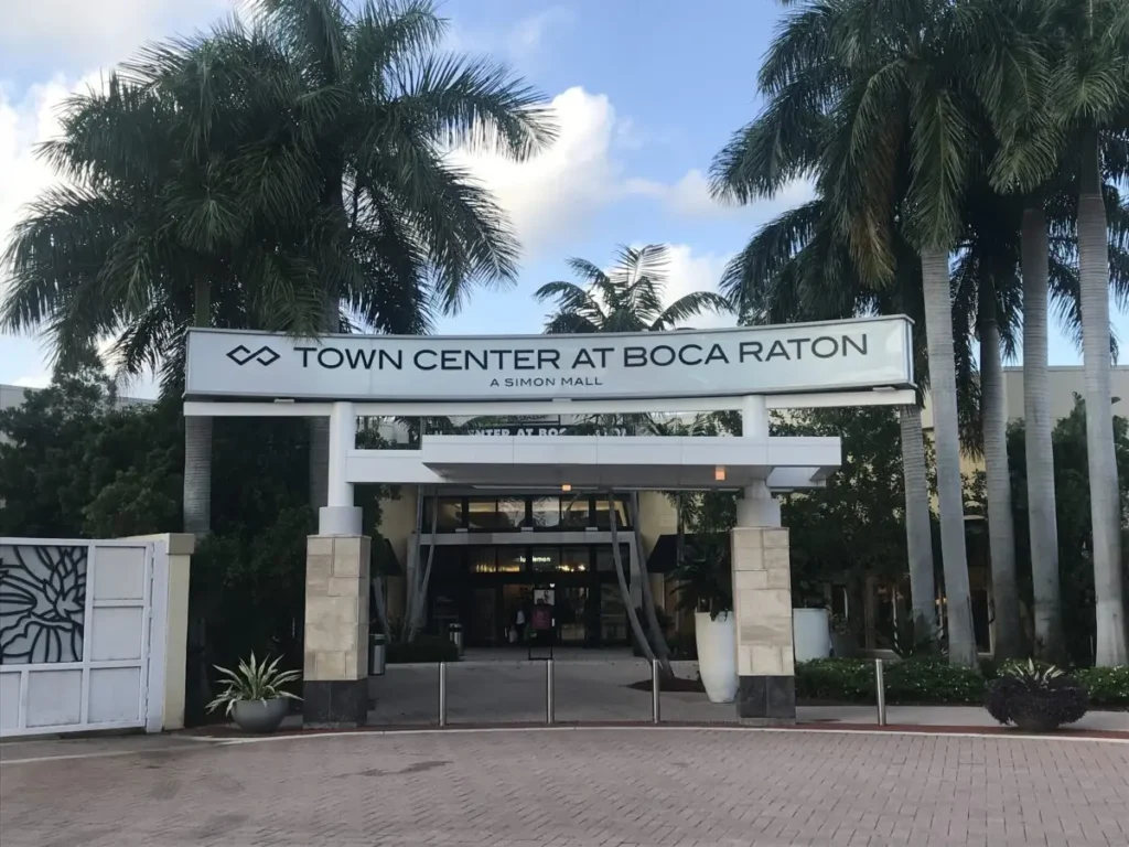 Iconic clock tower at Town Center at Boca Raton Mall.